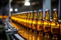 A photo showcases the efficiency of a brewery, emphasizing the role of an industrial conveyor in streamlining the Royalty Free Stock Photo