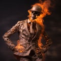 Burning Skeleton Figurine: Intense Portraits In Classicism Style