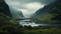 Captivating Dark Moody Landscapes: A Delicate Rendering Of Scottish Mountainous Valley
