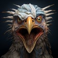 Expressive Digital Sculpture Of Angry Eagle Holding Fish Royalty Free Stock Photo