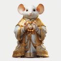 Realistic Fantasy Gold Mouse Statue With Chinese Iconography Royalty Free Stock Photo