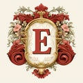 Ornate Floral E In Frame: Classicism Clipart With Victorian-inspired Illustrations