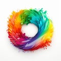 Rainbow Paint Swirl On White Background - Detailed Feather Rendering