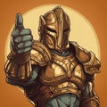 Glorious Knight In Armor Giving Thumbs Up - Vector Art