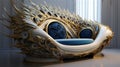 Luxurious Futuristic Golden Chair With Feather-inspired Design