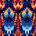 Vibrant Fauvist Brocade Ikat Pattern With Gothic Ornamentation