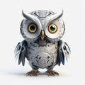 Innovative Chronopunk Owl With Machine-like Precision - 3d Rendered Design