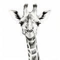 Giraffe Face Pencil Drawing: Editorial Illustration With Sumi-e Style