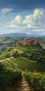 Italian Vineyard Landscape Painting In The Style Of Dalhart Windberg Royalty Free Stock Photo