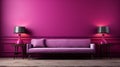 Luxurious Purple Room With Pink Couch And Vibrant Color-blocking