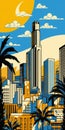 Pop Art-inspired Illustration Of Los Angeles Cityscape Royalty Free Stock Photo