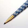 Stylistic Blue Pen With Gold Trim: Influenced By Japanese Woodblock Prints
