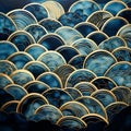 Ocean Waves: A Detailed Art Piece With Gold And Art Deco Glamour