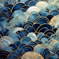 Blue And Gold Wave Pattern With Hand-painted Enamel Details