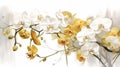 White and Yellow Orchids Oil Painting in Large Scale Mural Style