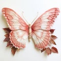 Delicate Ceramic Art: Monarch Butterfly Wings In Blush Pink