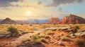 Monumental Vistas: A Historical Painting Of A Desert Landscape