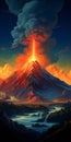 Vivid Energy Explosions: A Stunning Mountain Illustration With A Mysterious Glow