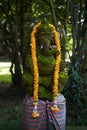 Moss covered Elephant headed God Statue a Royalty Free Stock Photo