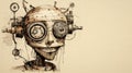 Quirky Mechanical Face Drawing With A Touch Of Steampunk