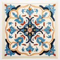 Mardi Koaed Ceramic Wall Tiles: Baroque-inspired Blue And Orange Art Royalty Free Stock Photo