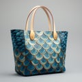 Turquoise Fish Scale Leather Tote - Cathy Wilkes Style