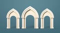 Four White Arches On Blue Background: A Minimalistic Terracotta Islamic Art And Architecture