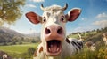 Surprised Cow Farmer: A Hyper-realistic Animal Illustration Game