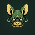 Ancient Cyprian Cat Head: Surreal Cyberpunk Iconography In Gothic Illustration