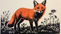 Fox Linocut Print In Farm Security Administration Aesthetics