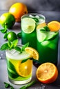 Refreshing Summer Citrus Infused Mojitos and other Cocktail Lemonades with Lime, Lemon & Orange Created With Generative Ai
