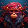 Vibrant 3d Monkey Artwork With Stylistic Nature Scenes