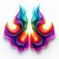 Vibrant Neon Colors: Abstract 3d Wings On White Background