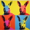 Colorful Kangaroo Pop Art: Four Portraits In Andy Warhol Style