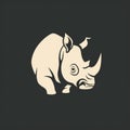 Minimalist Rhino Head Icon Vector Illustration In Dark Black And Light Beige