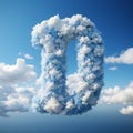 Surreal Cloudcore: Stunning 3d Illustration Of Letter D In Vibrant Sky