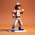 Voxel Art Baseball Player 3d Model For Game Royalty Free Stock Photo