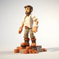 Terracotta Pixel Man: A 3d Adventure Themed Character Model