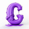 Quirky Purple Liquid 3d Letter C - Organic Sculpting And Melting Royalty Free Stock Photo