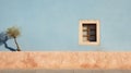 Blue Wall With Window: Spanish International Style Architecture Photo