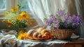 Croissant Baskets on Table Royalty Free Stock Photo