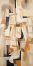 White And Bronze: A Cubist-inspired Abstract Painting