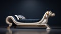 Antique Blue And White Chaise Lounge In Octane Render Style Royalty Free Stock Photo