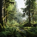 Moss Covered Forest In Realistic Hyper-detailed Rendering