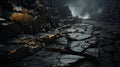 Basalt Ground Texture: Unreal Engine Rocks Falling In Dark Gold And Gray