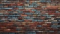 Abstract Stained Brick Wall With Red And Blue Paint