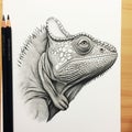 Hyperrealistic Iguana Pencil Drawing With Kilian Eng\'s Style