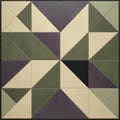 Symmetrical Olive Tile Mosaic In Hyperspace Noir Style