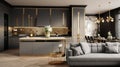 Luxurious Black And Gold Contemporary Kitchen With Art Deco Designer Touch