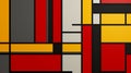 De Stijl Inspired Abstract Painting: Red, Yellow, And Black Lines